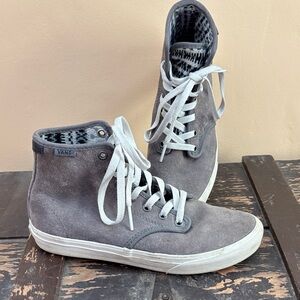 Vans Suede Gray High-Tops with White Accents